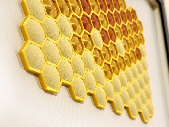 Image 1 of 3D Printed Honeycomb Wall Art, Modern Geometric Framed Decor