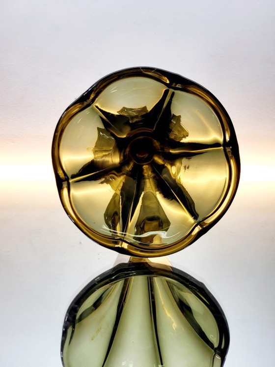 Image 1 of Jarrón Art déco Val Saint Lambert, serie Luxval modelo Américain L, color fumé, Bélgica