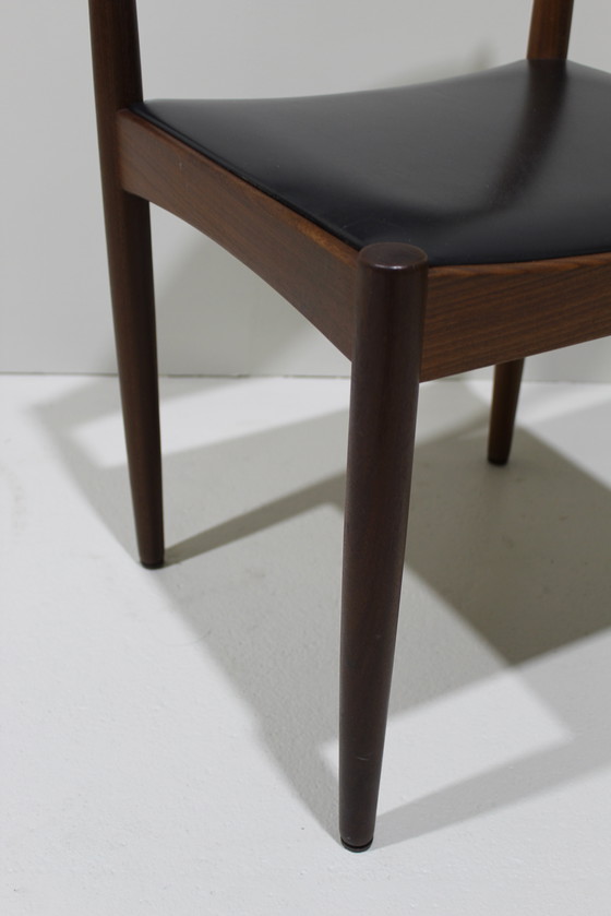 Image 1 of 4X Vintage Danish Design Dining Chairs - Teak, Black Skai, 1960s |.