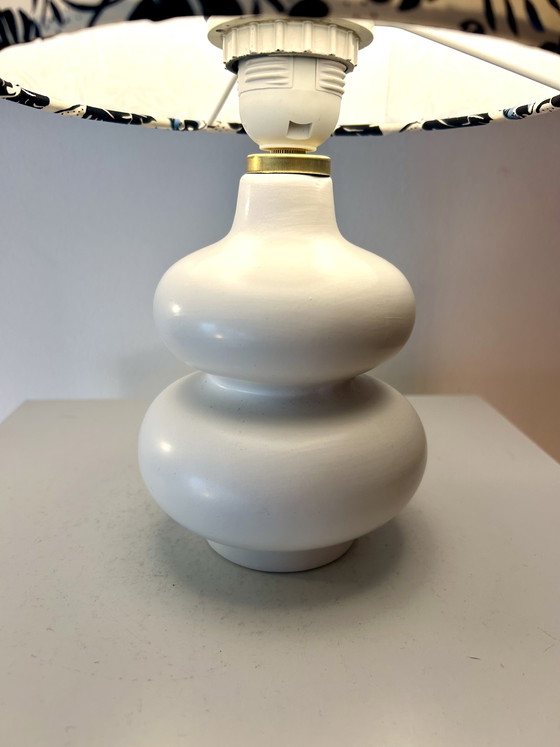 Image 1 of Lampe de table sans fil avec abat-jour en tissu à motif tigre japonais