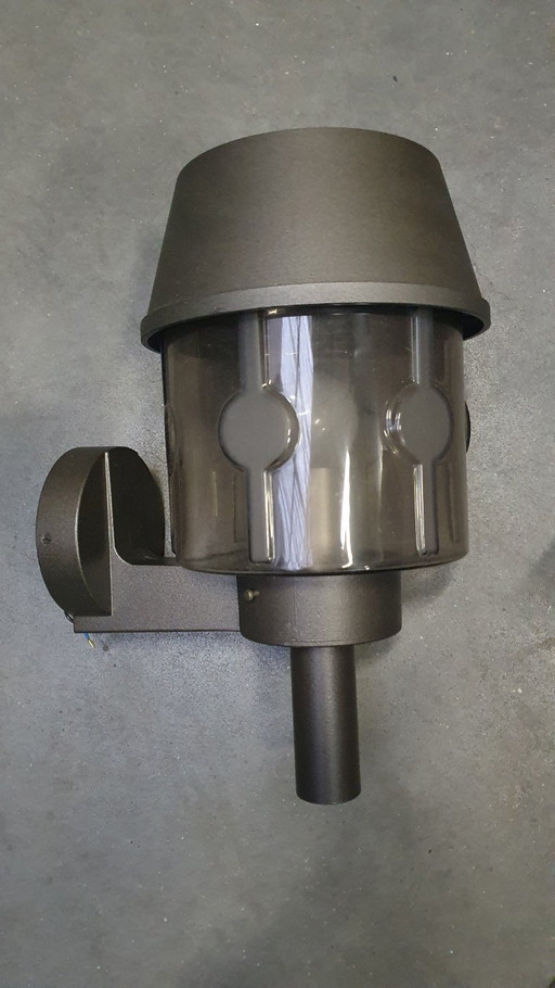 Lámpara de pared vintage Hoffmeister de cristal ahumado marrón, años 70, era espacial