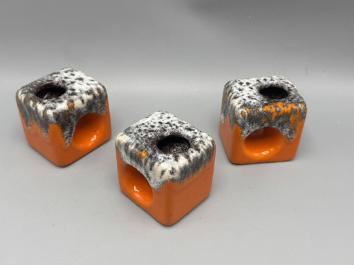 Vintage set of 3 ceramic candlesticks