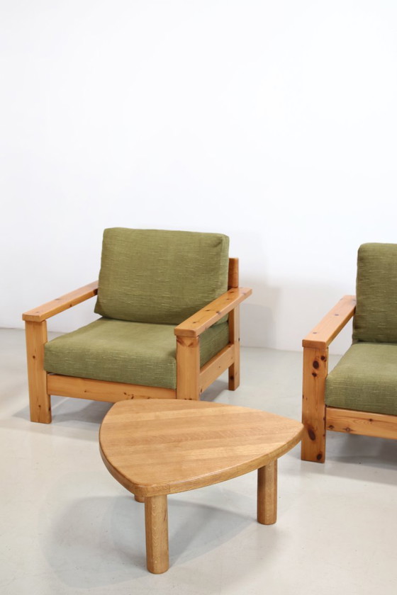 Image 1 of Set di due poltrone in pino italiano di design degli anni '70