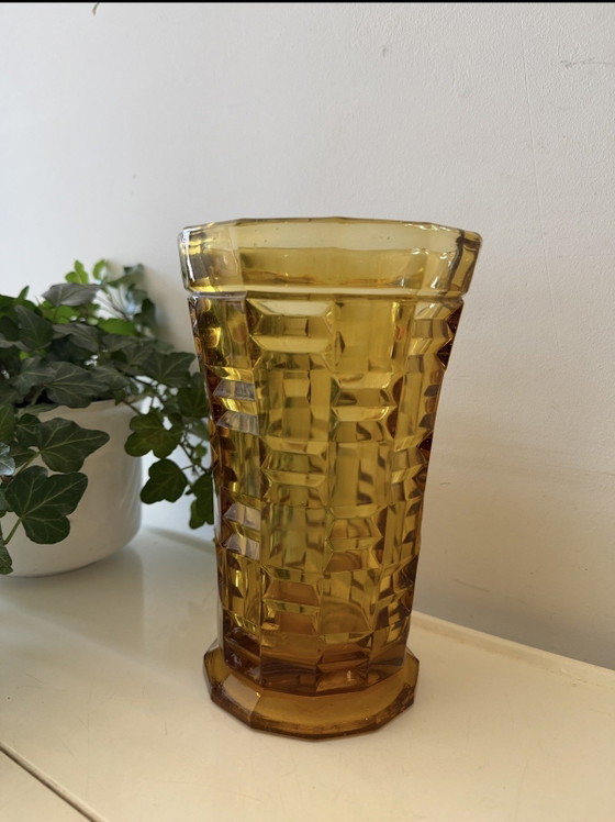 Amberkleurige Glazen Vaas Vintage – Vazen, Glass (photo 3 of 5)