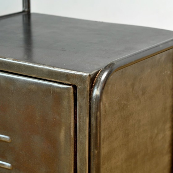 Image 1 of Set ijzeren nachtkastjes, jaren 1950