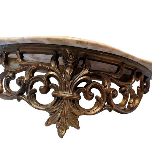 Consolle da parete francese vintage con piano in marmo