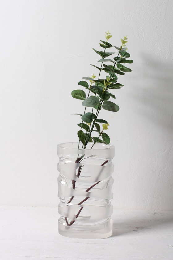 Image 1 of Mid-Century Iced Crystal Glass Vase: Peill & Putzler, Germany, 1960s