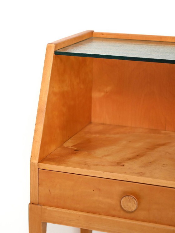 Image 1 of Comodino scandinavo vintage in radica di betulla