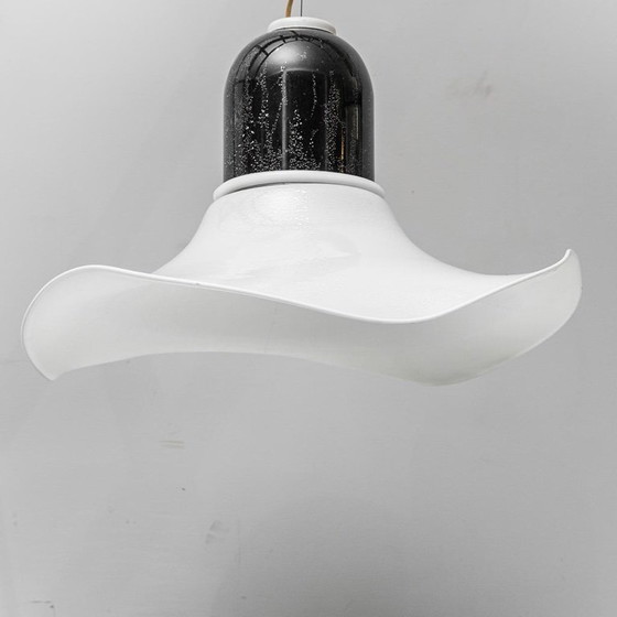 Image 1 of LAMPADA A SOSPENSIONE VINTAGE IN VETRO E METALLO – ANTIQUARIATO MODERNO ANNI '70