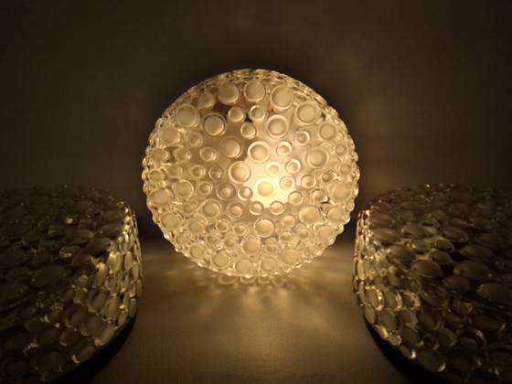 Image 1 of Vintage cut bubble glass wall or ceiling lamp, German manufacturer 60s/70s