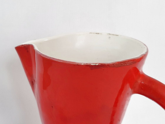 Image 1 of IMPORTANT VINTAGE 1950s RED CERAMIC PITCHER FROM VALLAURIS BY ANDRE BAUD 50S 1950S