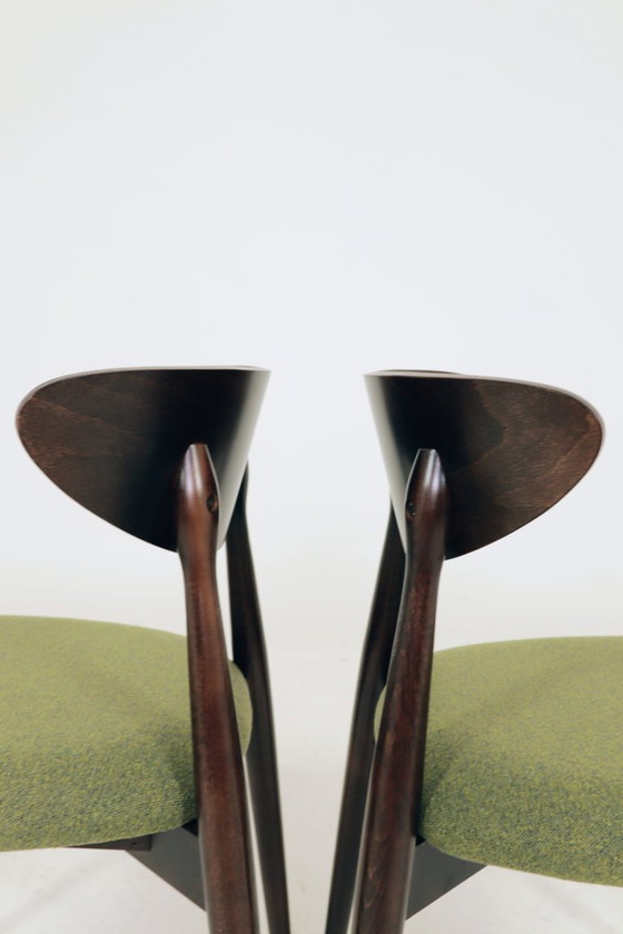 Image 1 of Sillas de comedor escandinavas de bouclé verde, juego de 6