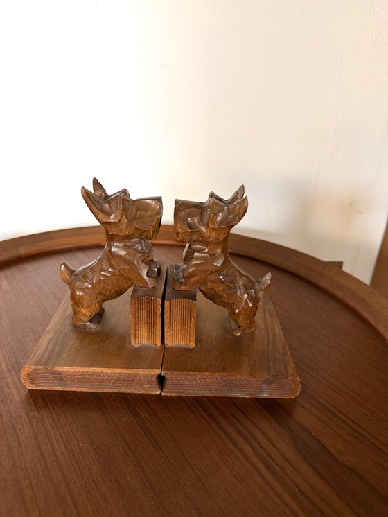 Image 1 of 2x vintage teak Scottish Terrier bookends ‘60