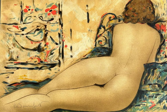 Image 1 of Lithografie eines weiblichen Aktes von Alain Bonnefoit, Frankreich, nach 2000