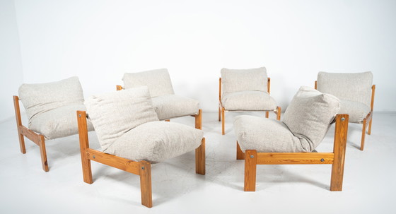 Image 1 of Mid-Century Modern Chairs, Italy, 1960S - Pine Wood, New Upholstery - Sold Per Pair