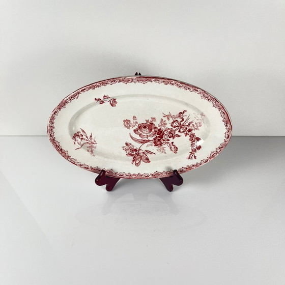 Image 1 of Piatto ovale "Fontange" Sarreguemines, rosso