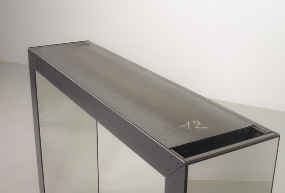 Image 1 of Very Exclusive Eyecatching Minimalistic Handcrafted Silver Mirror Console Table / Wall Art Object, 1980s.