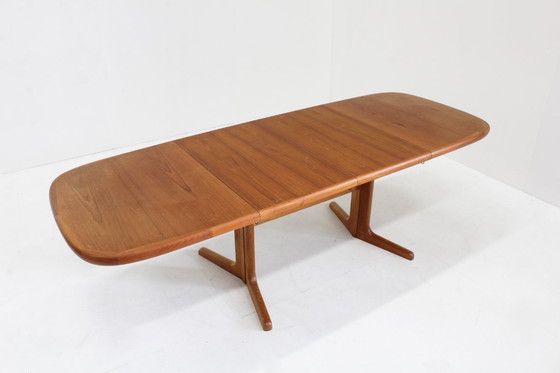 Image 1 of Vintage Danish oval extendable dining table teak by Johs. Kristoffersen & Son