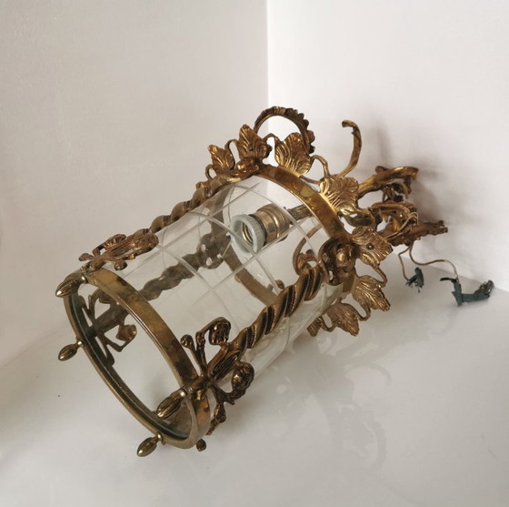 Linterna de Techo de Bronce y Cristal de Época – Estilo Clásico C. 1950 – Lámparas colgantes, Metal (photo 3 of 14)