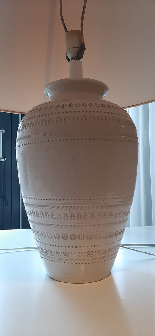 Lampe de table Bitossi Aldo Londi en céramique blanche sculptée, Italie, années 1970