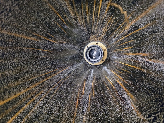 Kaiser Leuchten 1970, Suspension en Verre Givré, Métal, Doré (photo 14 sur 15)