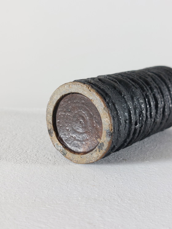 Image 1 of Small vintage mid-century brutalist vase with oxide glaze