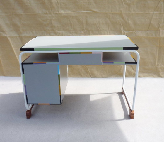Bureau Vintage Structure Tube Acier – tork, Bureaux, Iron, Wood (photo 6 of 9)