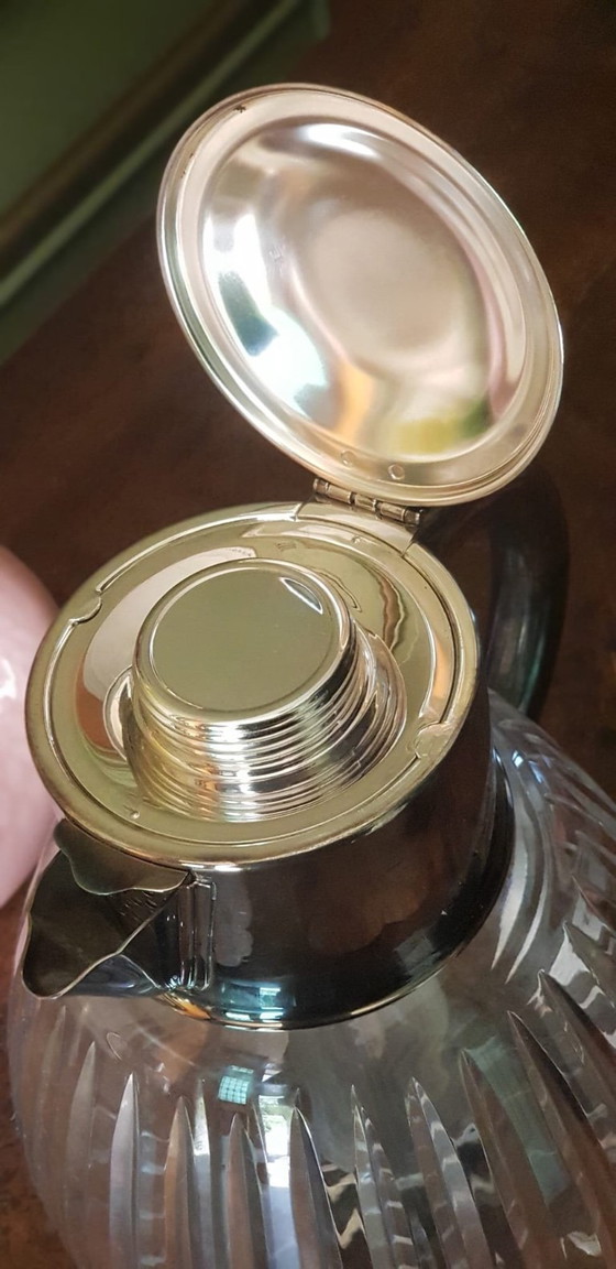 Image 1 of Vintage glazen en metalen sinaasappelsapkan uit de jaren 60.