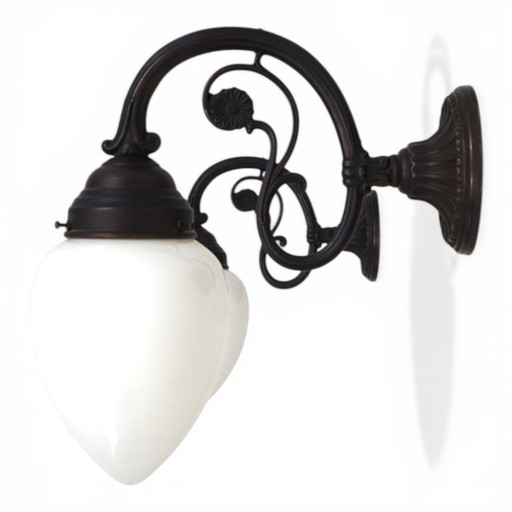 Set van 2 Art Nouveau messing wandlampen