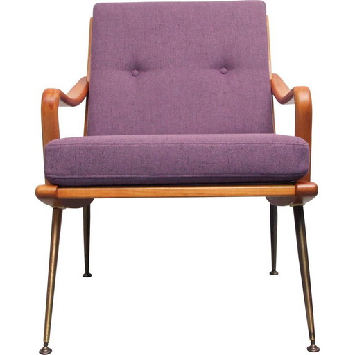 Fauteuil Boomerang vintage en cerisier, années 1950