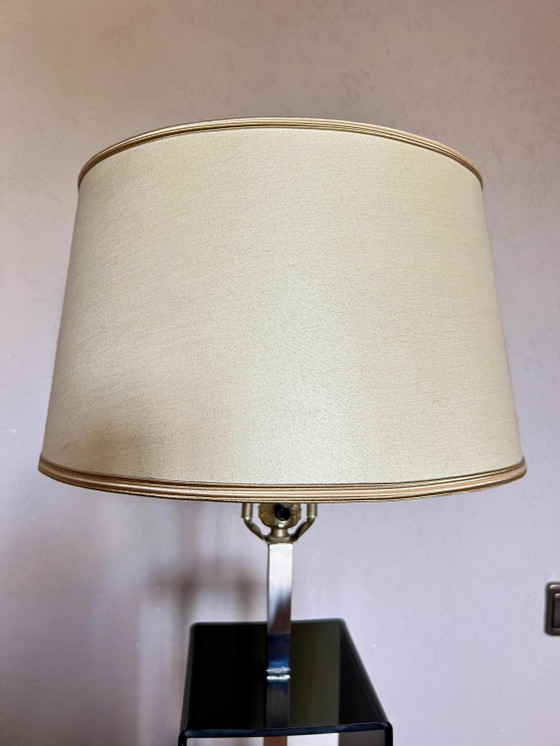 Space Age Tafellamp van Faux-Palissander en Rookglas, gemaakt in de VS jaren 70 – Tafellampen (photo 7 of 10)