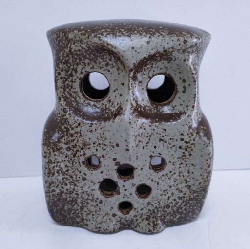 bougeoir chouette grès vintage
