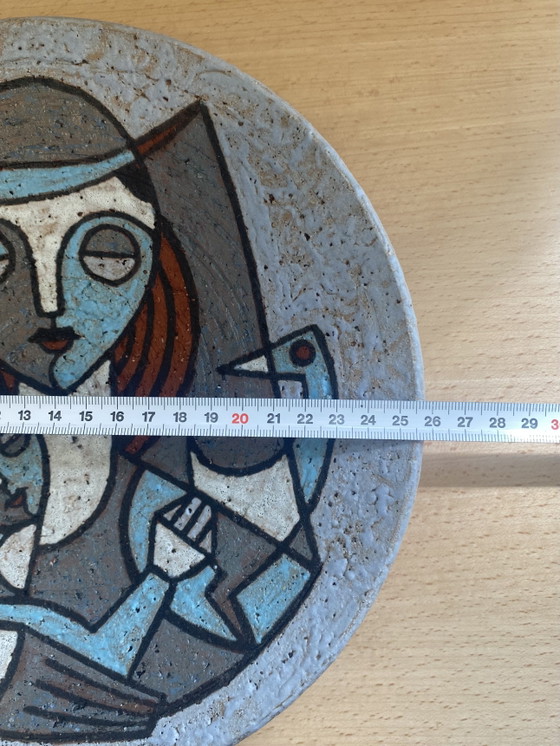 Image 1 of Vintage Ambacht Haalderen Keramiek Wandbord – Moeder en Kind (26 cm)