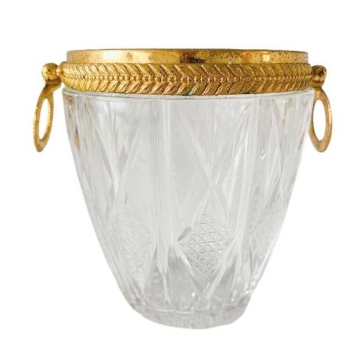 Mid - Century French Ice bucket crystal gilded 1950's
