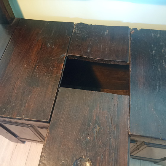 Image 1 of Einzigartige französische „Banc à Sel“ (Salzbank) aus dem 18. Jahrhundert – Eiche