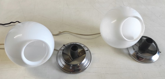 Image 1 of Lampada da soffitto o da parete Art Déco con globo opalino, diametro 15 cm - metà del XX secolo