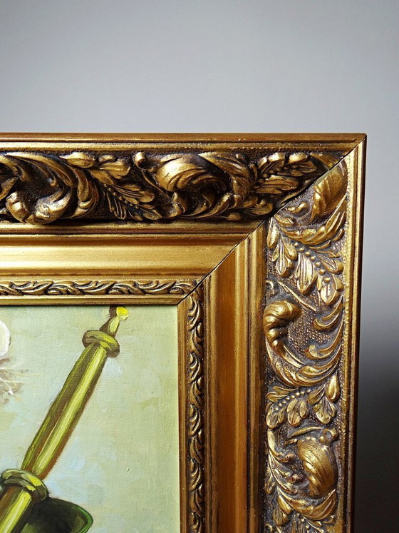 Image 1 of Still life with garlic, egg and mortar, signed Sarpe, 1979, oil on canvas