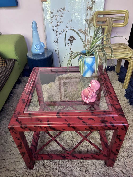 Image 1 of set of 2 Hollywood Regency Chinoiserie - faux Tortoise shell coffee tables