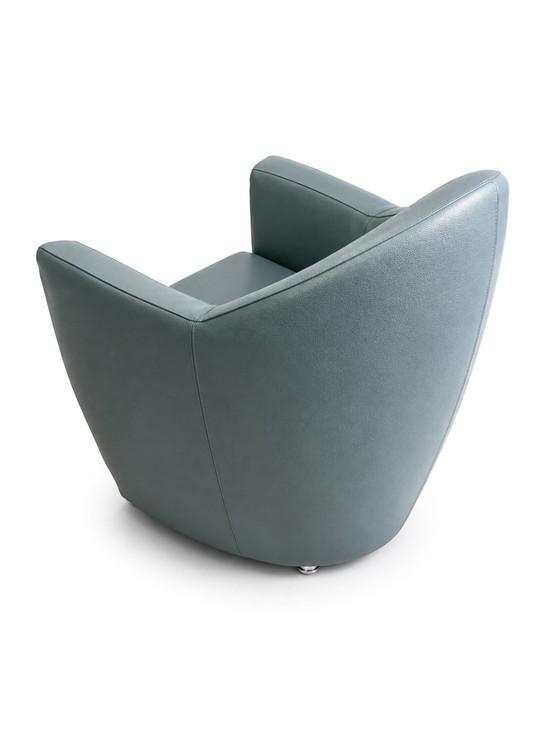 Fauteuil Leolux Carabita avec repose-pieds en cuir vert olive – Leather, Metal (photo 7 of 8)