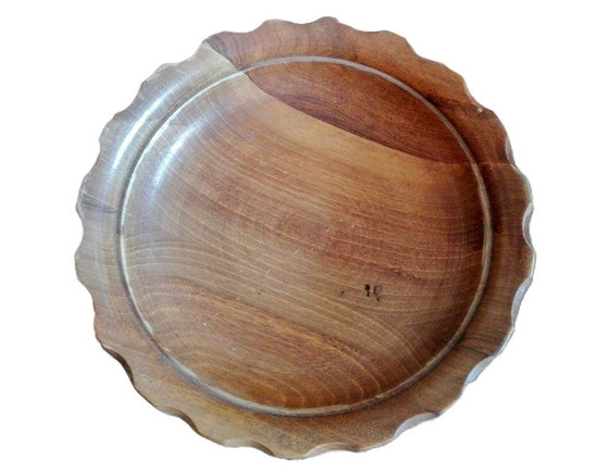 Image 1 of Vintage Hand Carved Wooden Bowl, Dish, Plate 