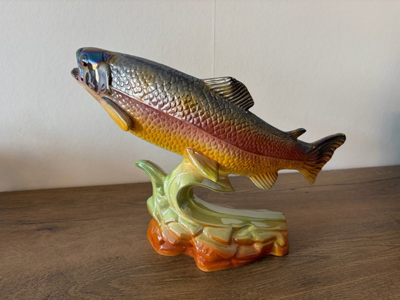 Large vintage ceramic trout in Hubert Bequet style, Artisan, Decorative Objects, Multi Color (photo 7 of 14)