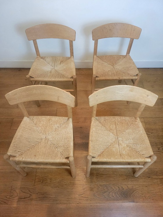 Image 1 of Set of 4 J39 chairs in soaped oak by Børge Mogensen for FDB Mobler