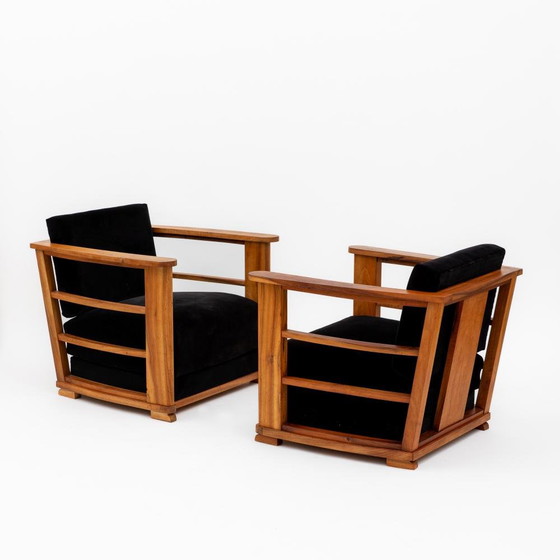 Image 1 of Set of 2 french club chairs by Jean Royère from 1920s