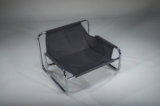 Image 1 of Bauhaus Lounge Chair in Black Leather attributed to Johan Bertil Häggström for Swed-Form / Ikea, Sweden, 1970s