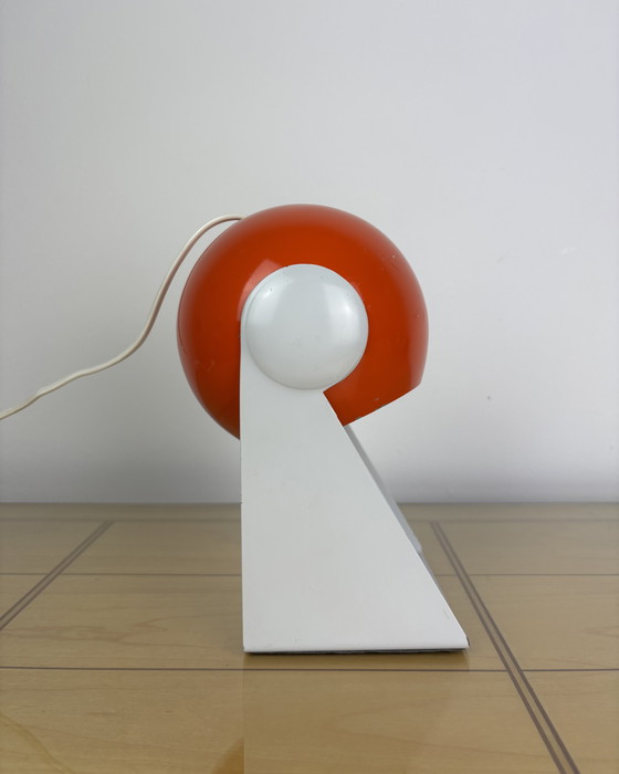 Image 1 of Vintage lamp, Italië, jaren 60, jaren 70, metaal, ruimtetijdperk, Spoetnik-ontwerp, UFO, oranje oogbollamp, industrieel ontwerp,