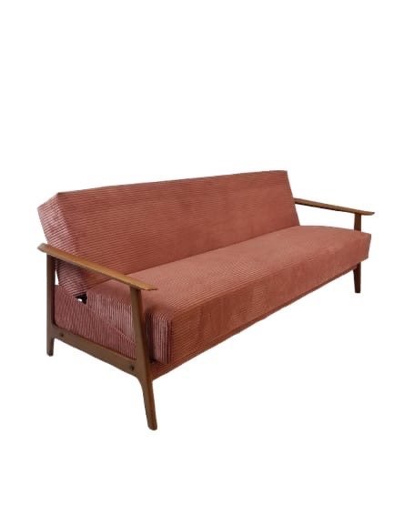 Image 1 of Divano letto rosa vintage | divano a coste rosa