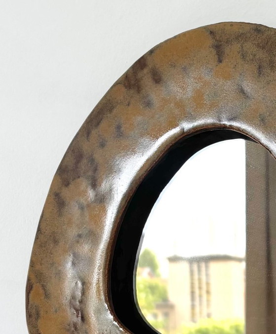 Image 1 of Franse hedendaagse keramische spiegel, "Triangolo" van Renzo Maar