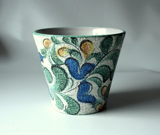 Image 1 of  Ruscha keramische bloempot - handgeschilderde bloemdecoratie - vintage