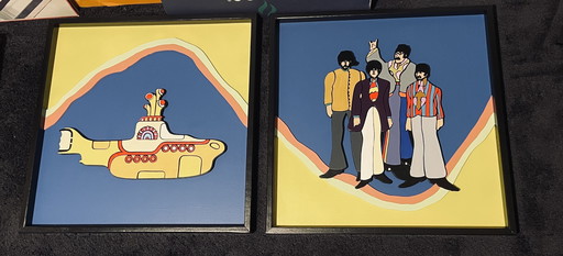 3D houten tweeluik ‘The Beatles - Yellow Submarine’