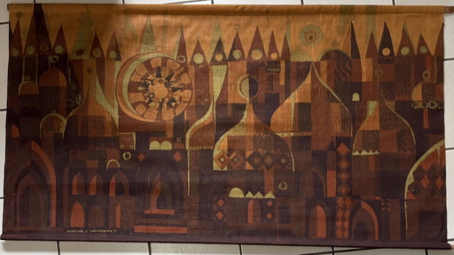 Eerbetoon aan Samarkand - Jürgen Schöbel - jaren 1960 - midden van de 20e eeuw – wanddecoratie, Textile, Wood